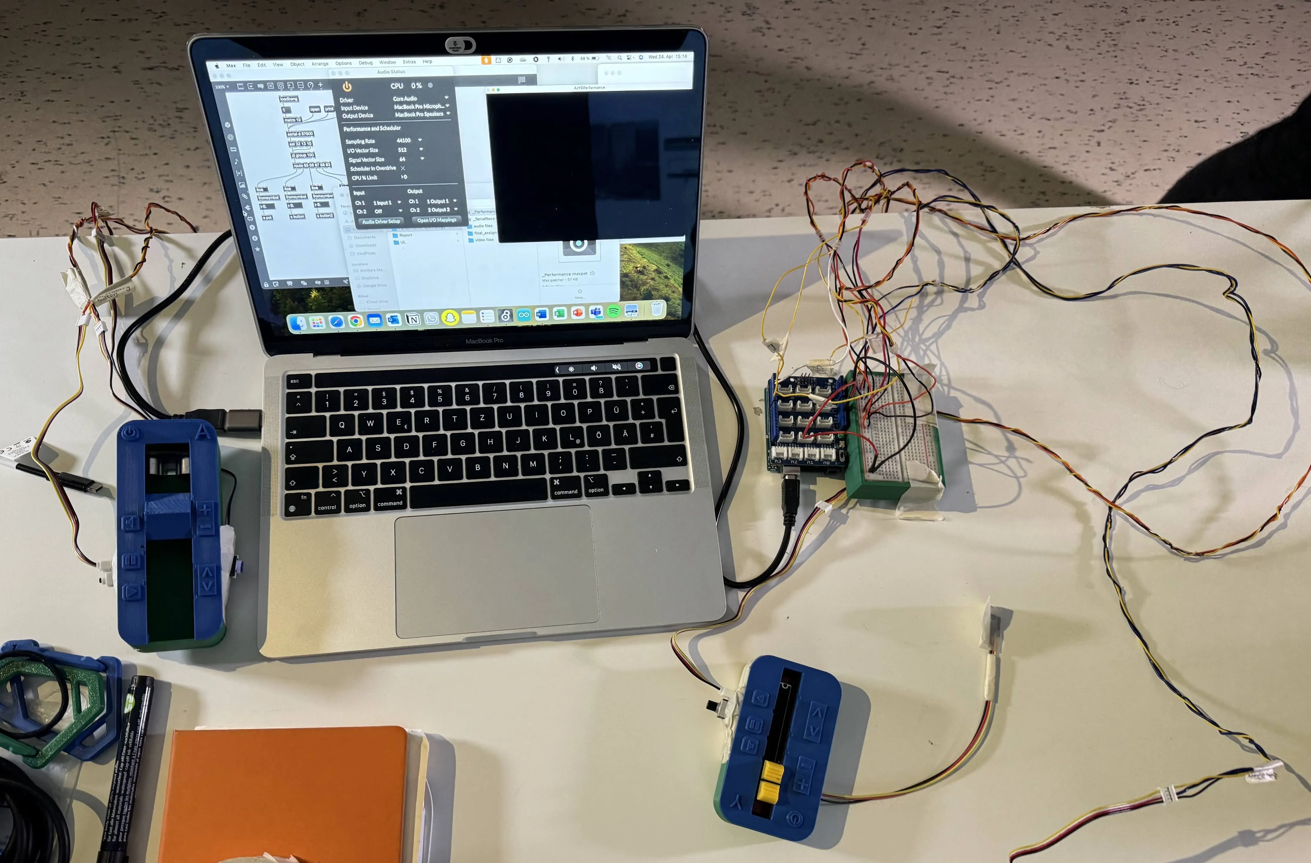 Overview of the Amusing Ourselves to Death project setup with Arduino and Max/MSP.